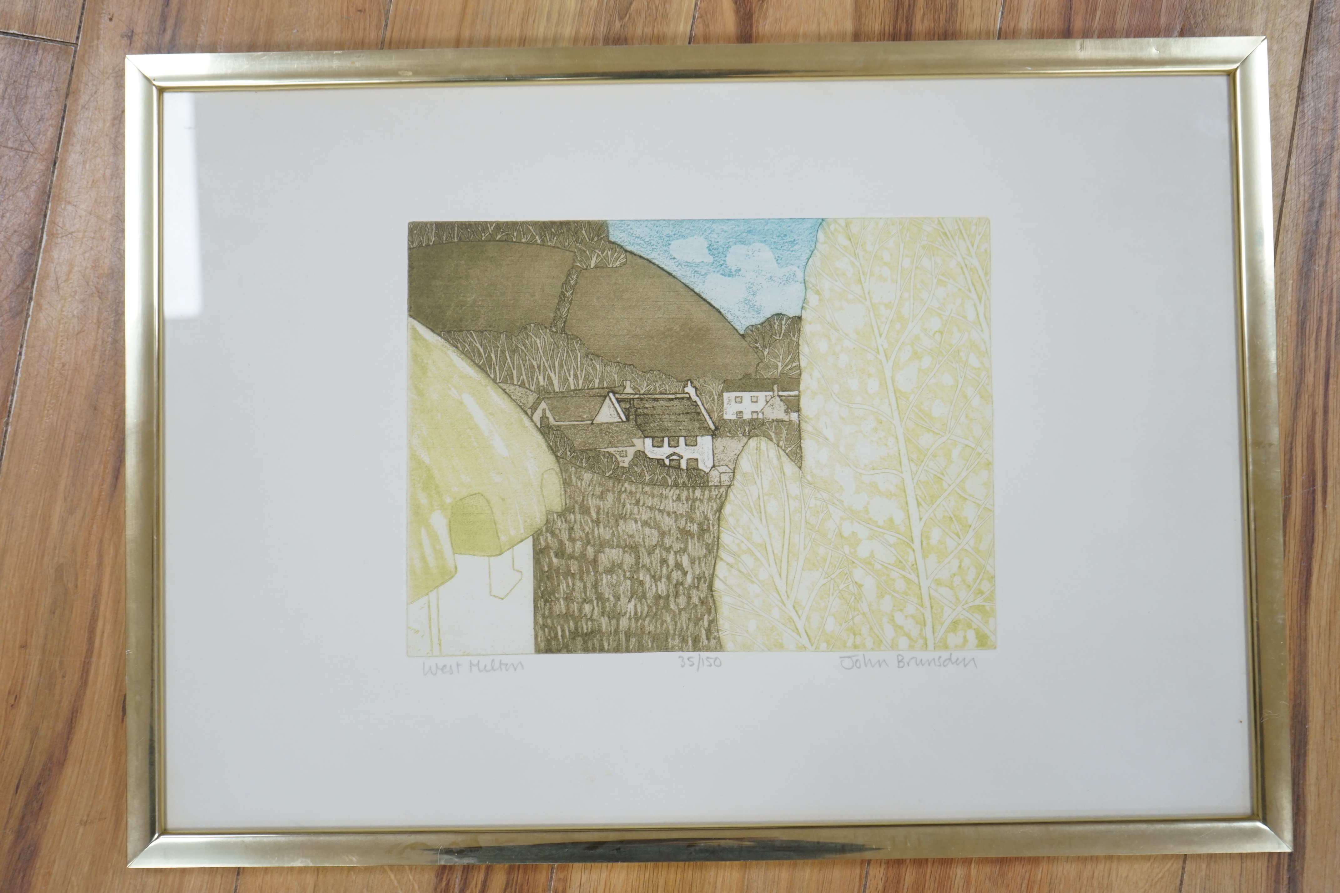 John Brunsden (British, 1933-2014), two etching and aquatints, ‘Marlborough Downs’ and ‘West Milton’, each pencil signed and limited edition, largest, 62 x 48cm